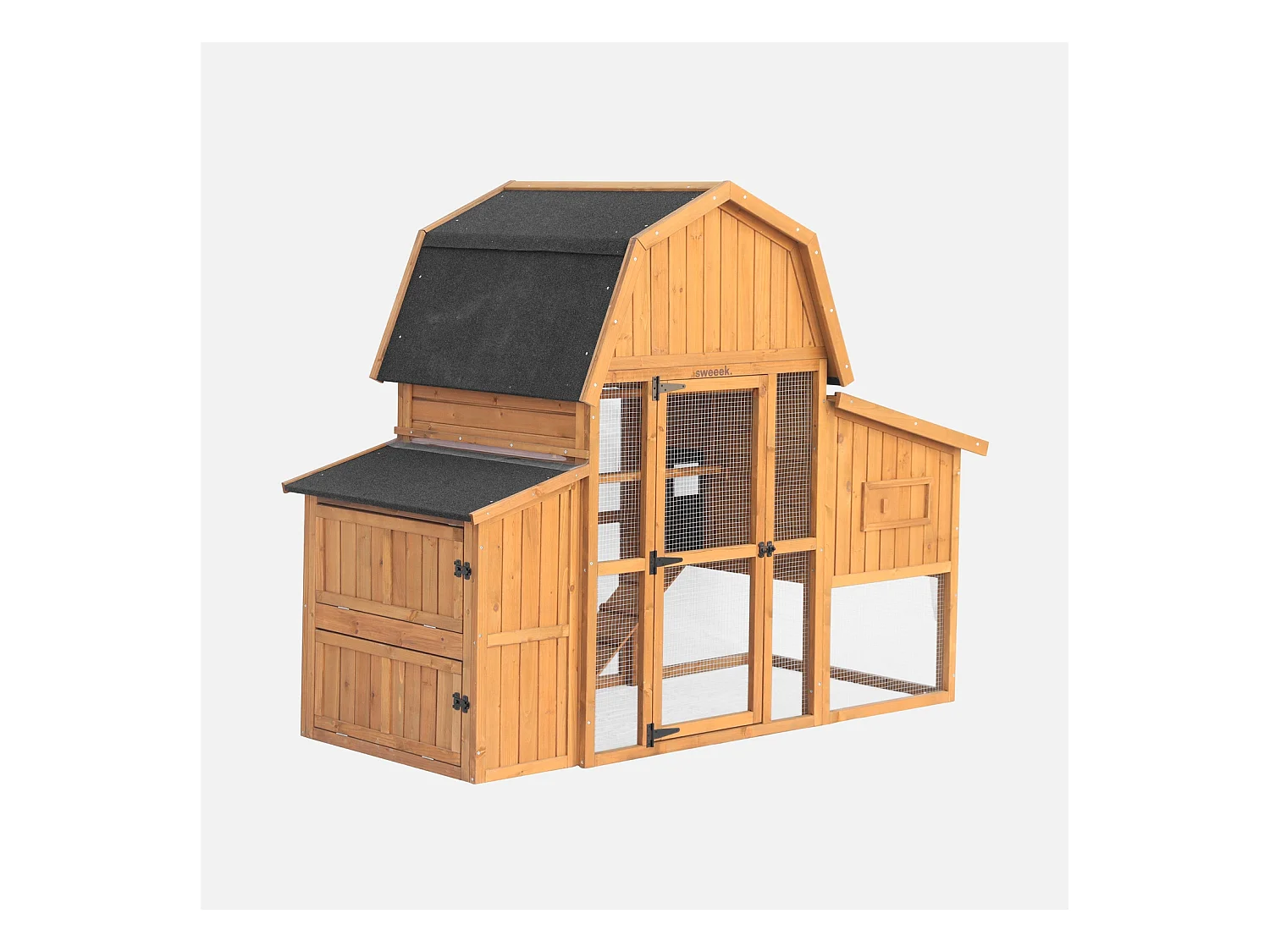 Poulailler 6 poules bois de sapin - 195.5 x 90 x 152.5 cm - Gasconne