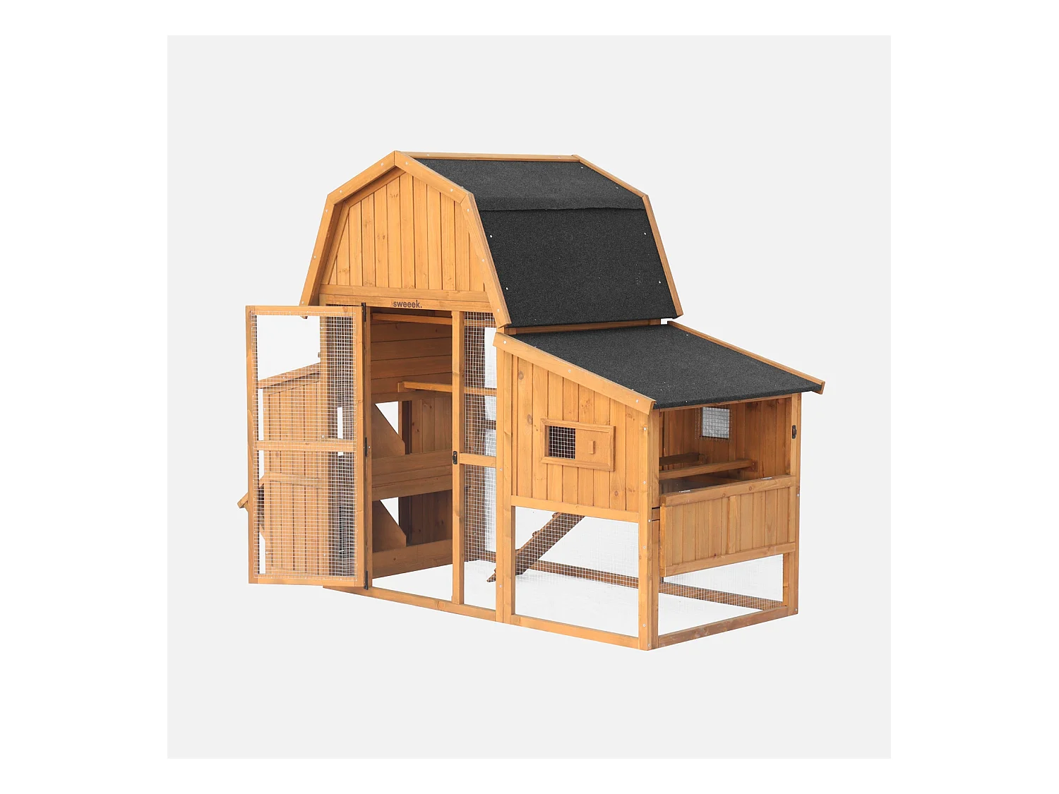 Poulailler 6 poules bois de sapin - 195.5 x 90 x 152.5 cm - Gasconne