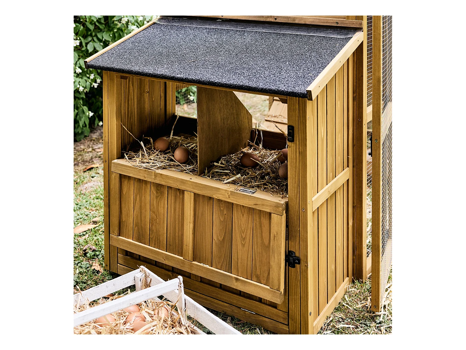 Poulailler 6 poules bois de sapin - 195.5 x 90 x 152.5 cm - Gasconne