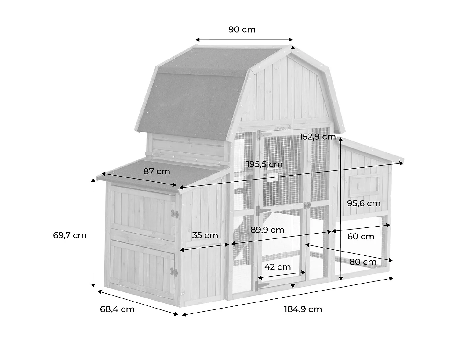 Gallinero en madera de abeto para 6 gallinas madera