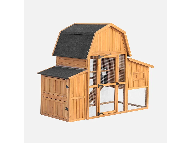 Poulailler 6 poules bois de sapin - 195.5 x 90 x 152.5 cm - Gasconne