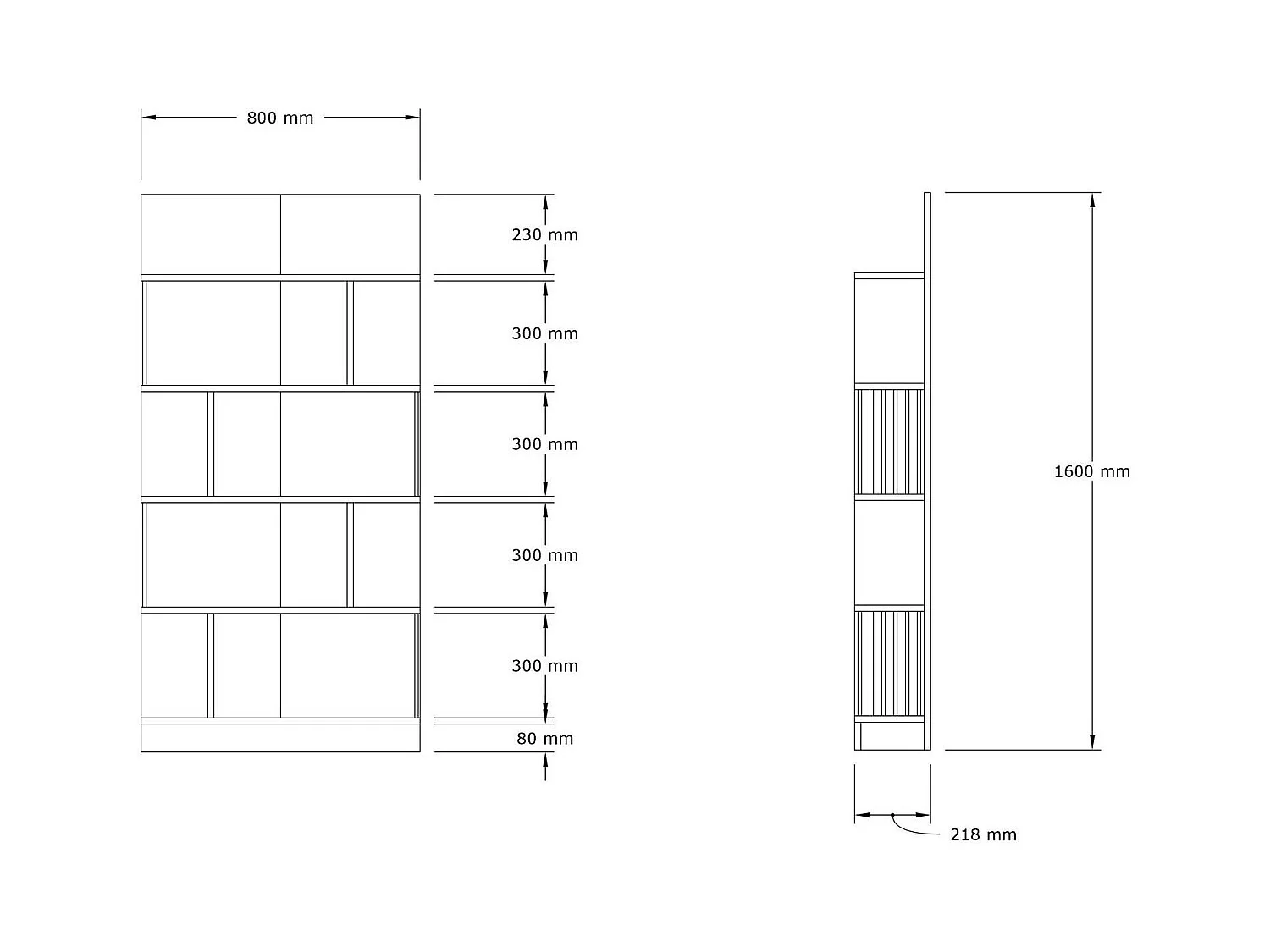 Bibliothèque design effet bois noyer niches asymétriques UMEA