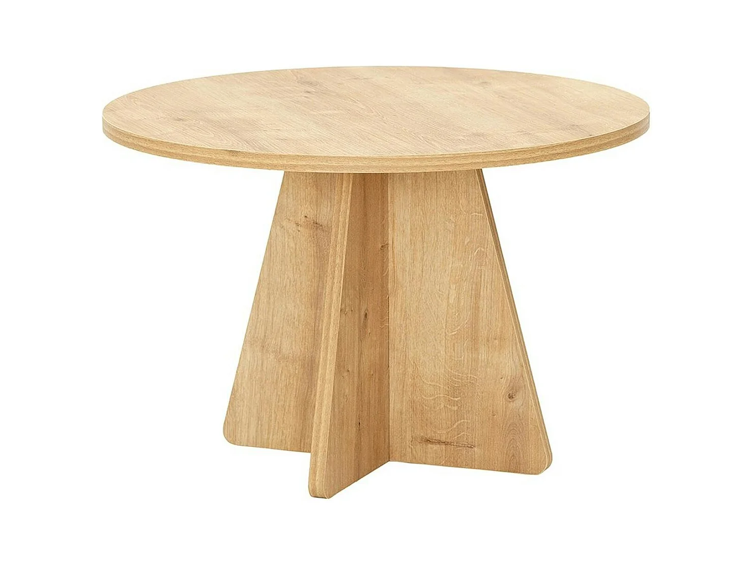 Table basse ronde effet bois clair & pieds trapèze MARFA