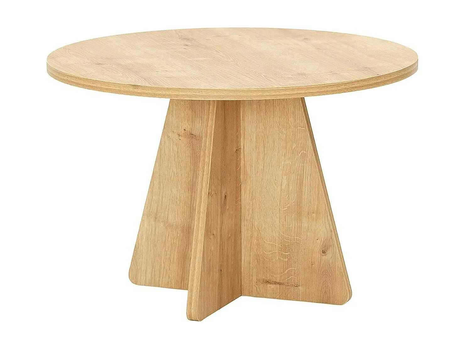 Table basse ronde effet bois clair & pieds trapèze MARFA