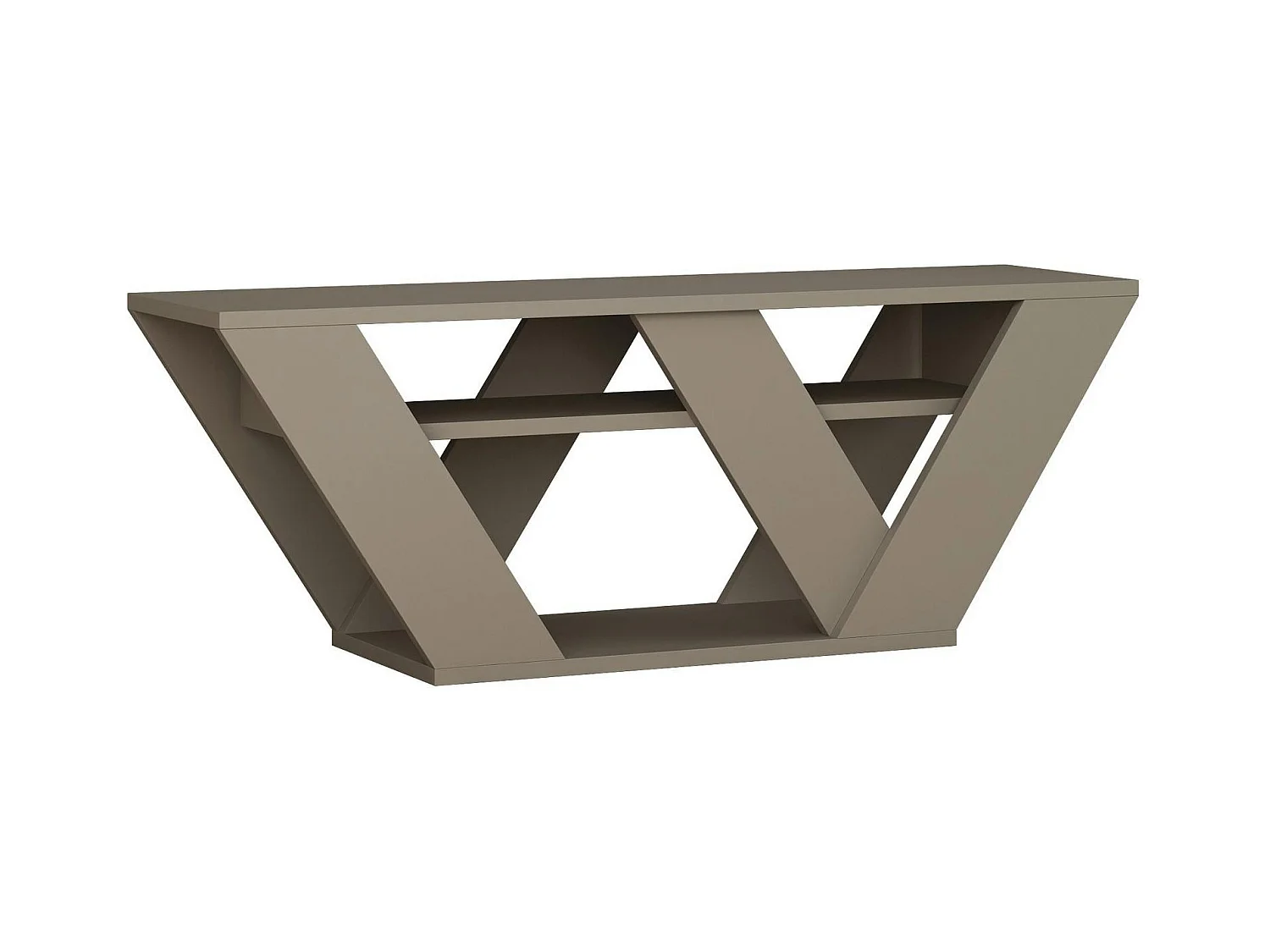 Petit meuble TV moka avec rangement - pied en W MARFA