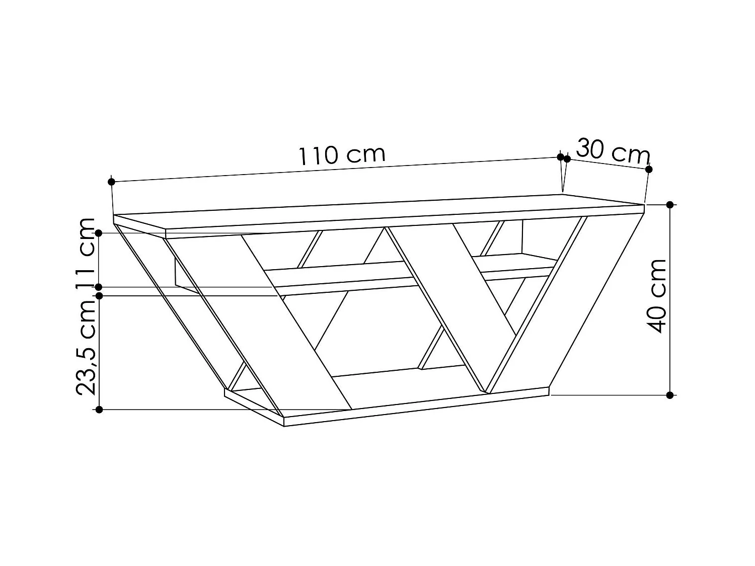 Petit meuble TV moka avec rangement - pied en W MARFA