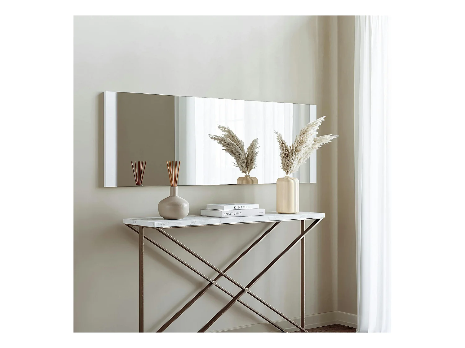 Miroir rectangulaire blanc à suspendre ou poser 120 cm CODY