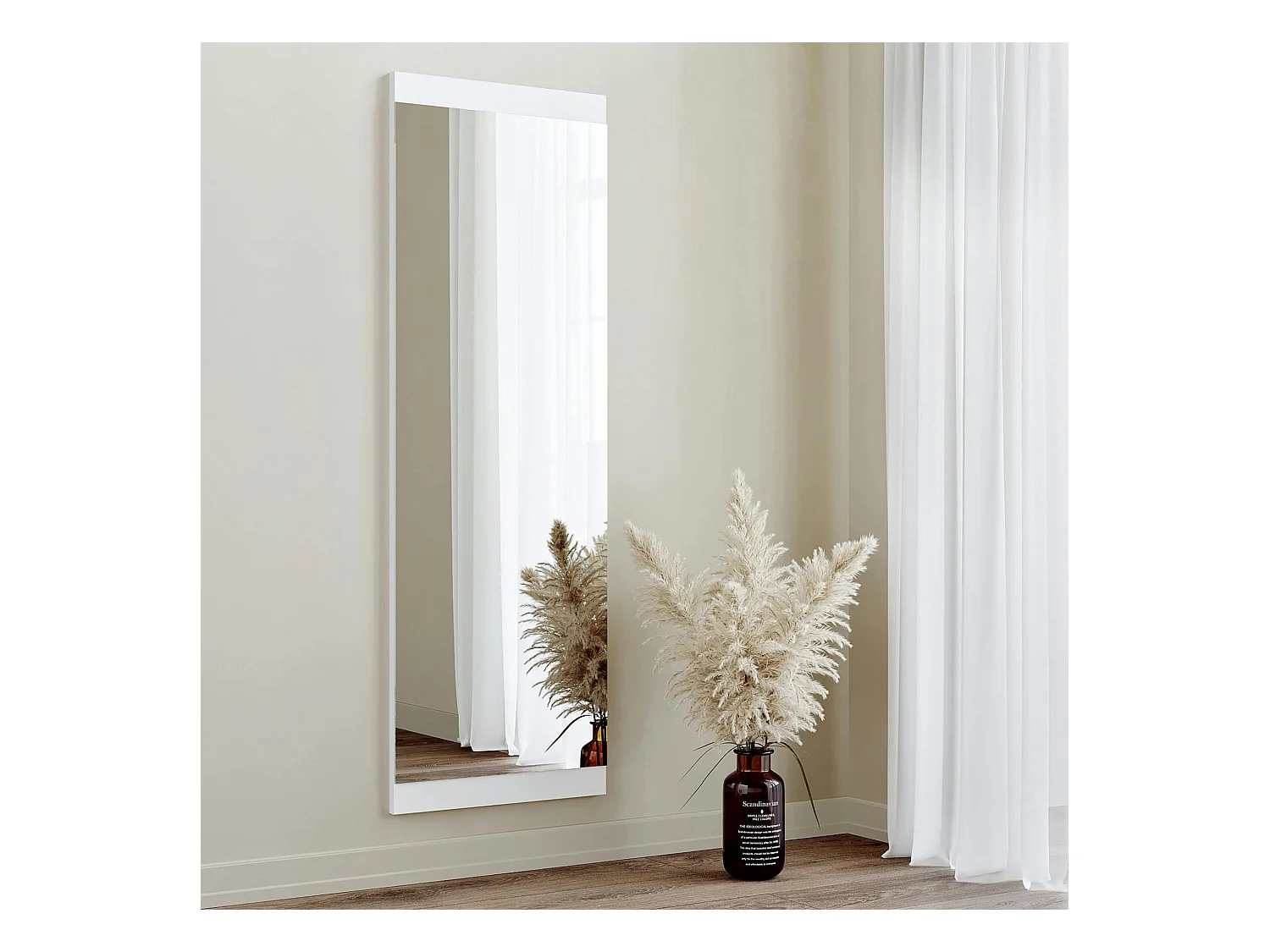 Miroir rectangulaire blanc à suspendre ou poser 120 cm CODY