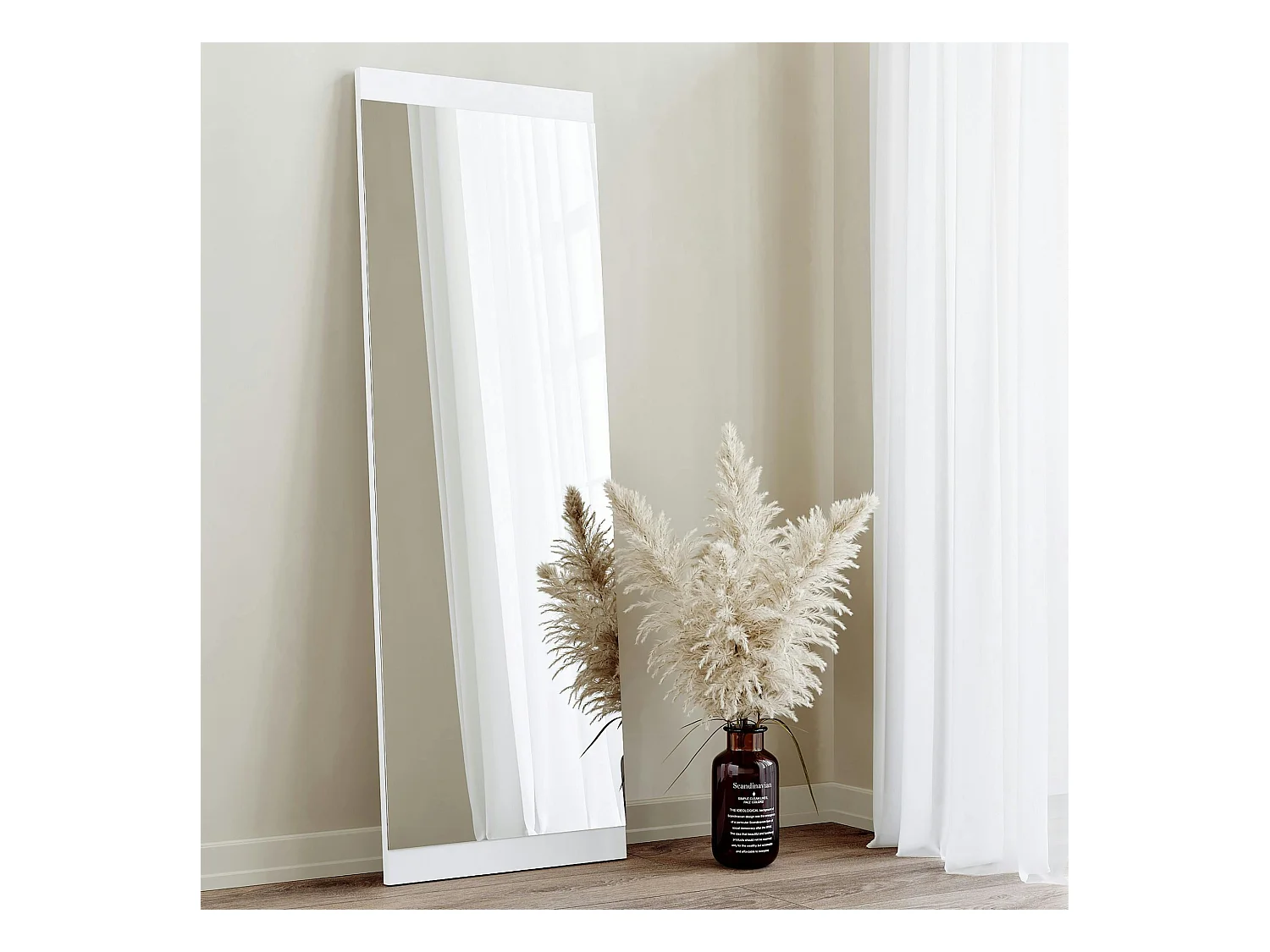 Miroir rectangulaire blanc à suspendre ou poser 120 cm CODY