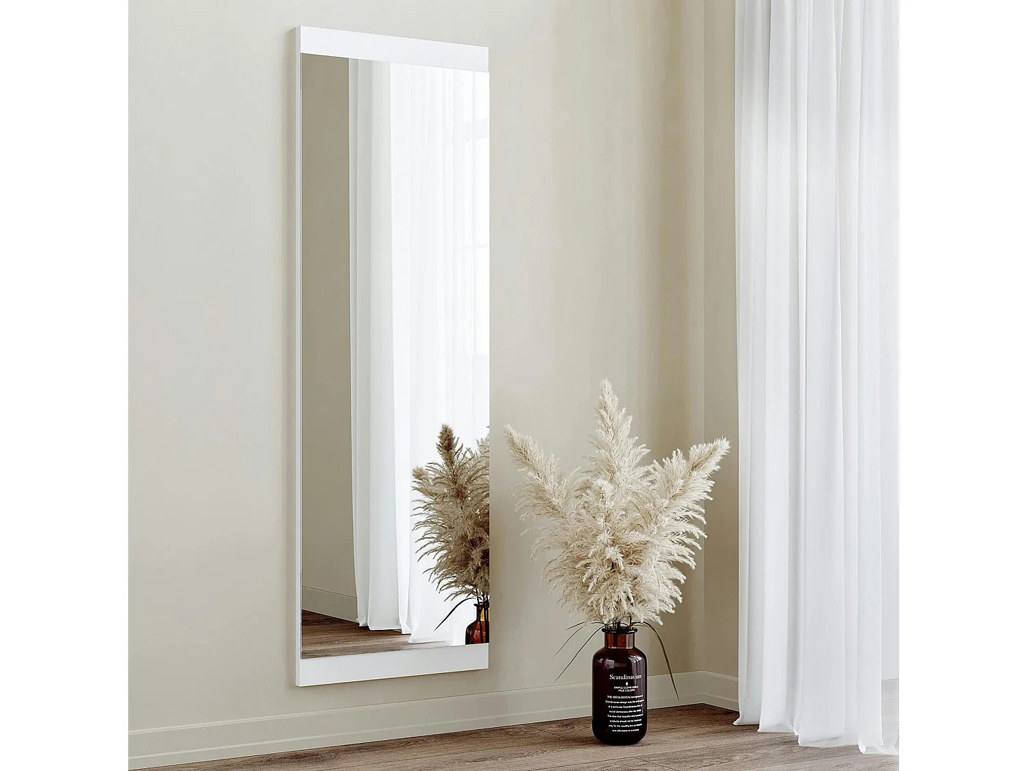 Miroir rectangulaire blanc à suspendre ou poser 120 cm CODY