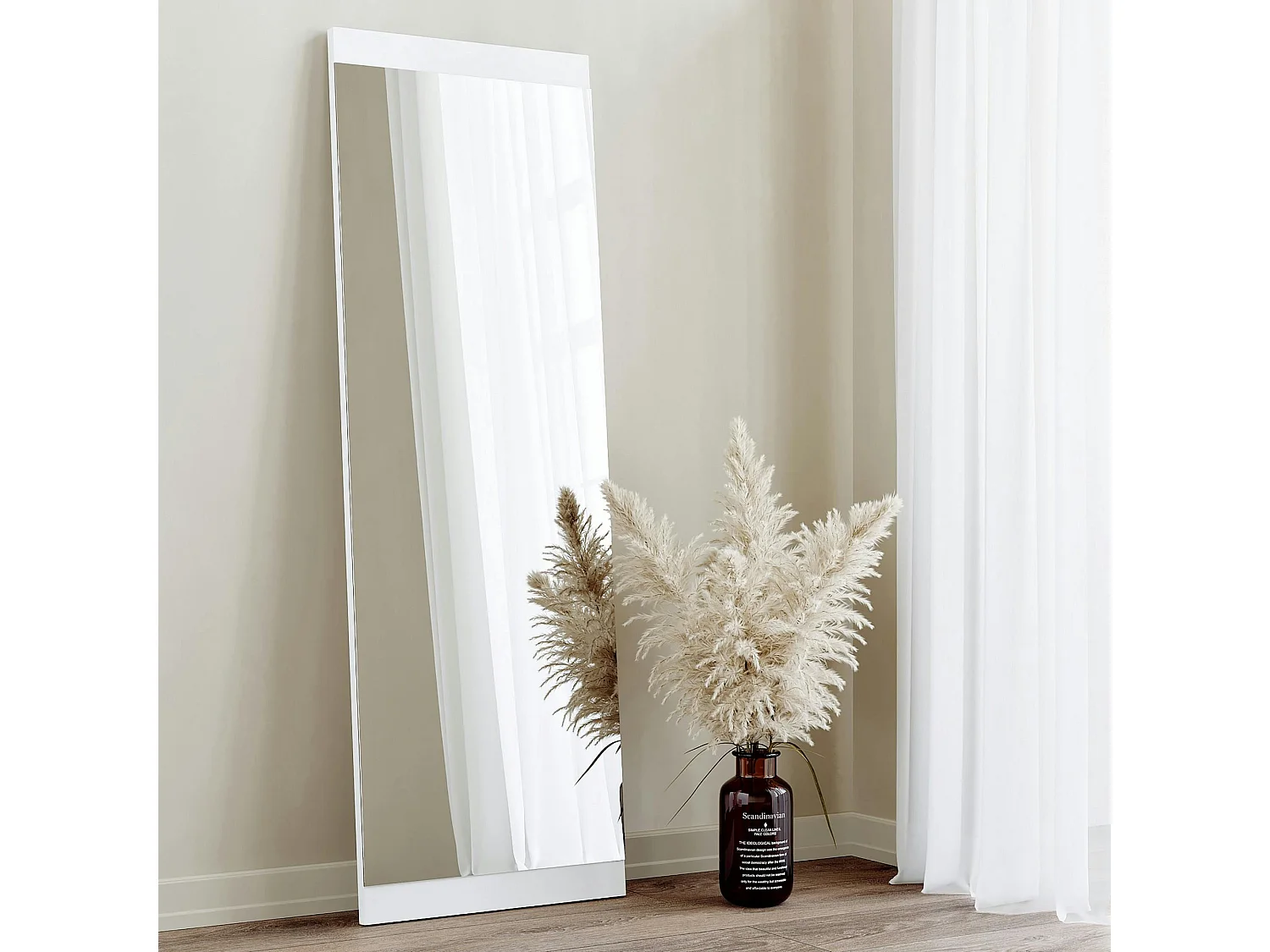 Miroir rectangulaire blanc à suspendre ou poser 120 cm CODY