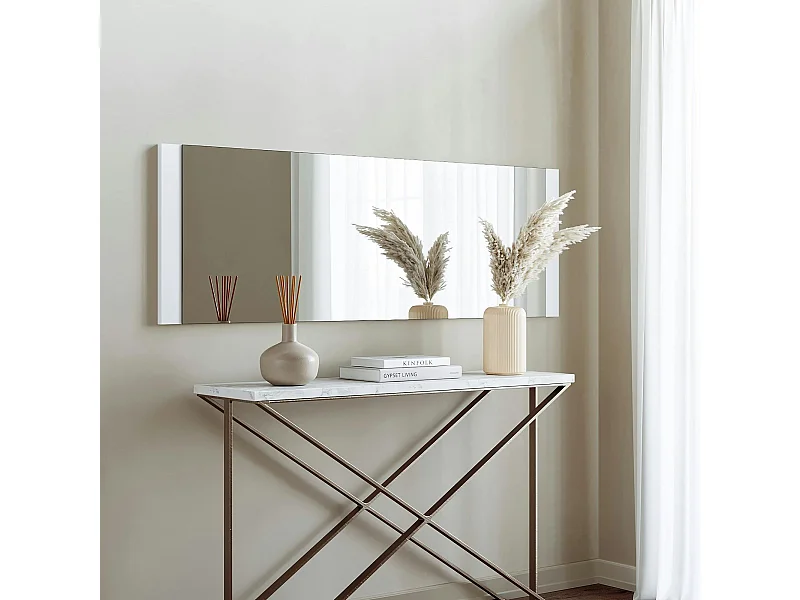 Miroir rectangulaire blanc à suspendre ou poser 120 cm CODY