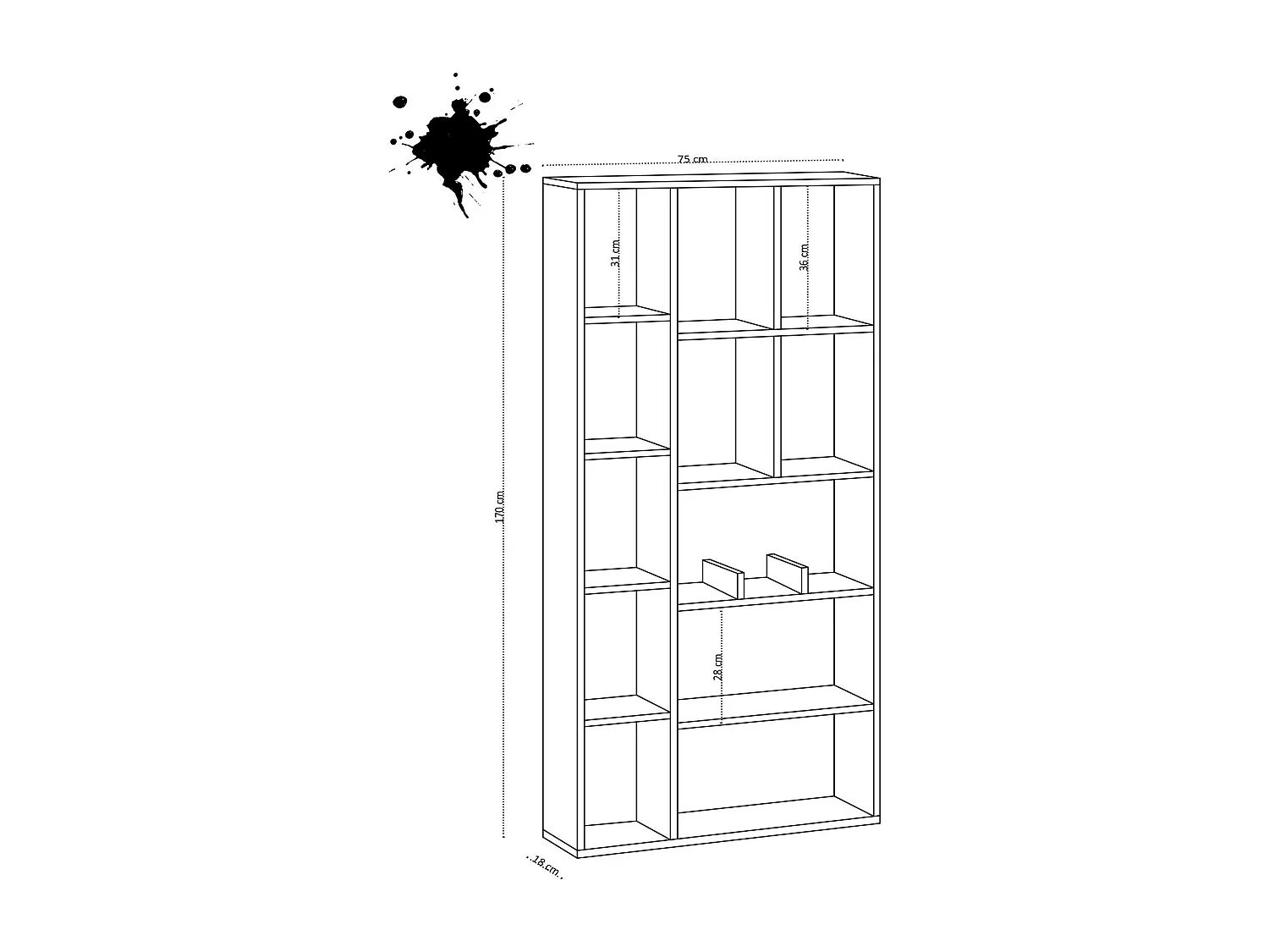 Bibliothèque salon effet bois clair 12 niches MARFA