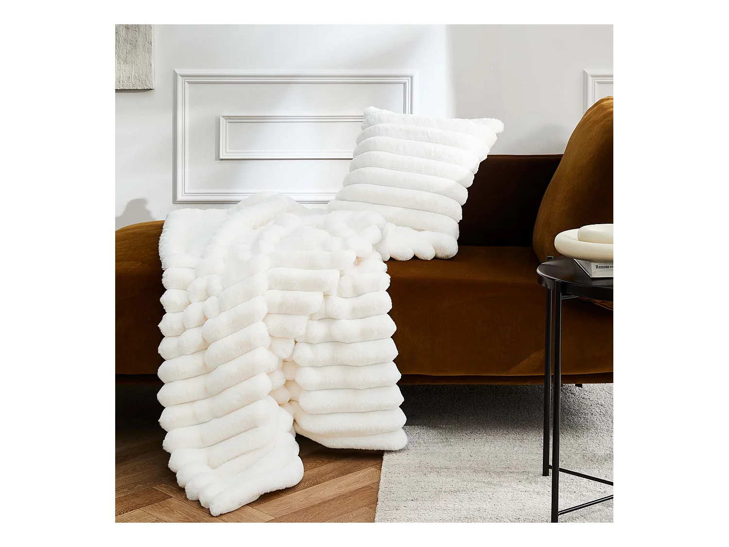 Plaid fourrure chaud naturel 125x150 Boudoir