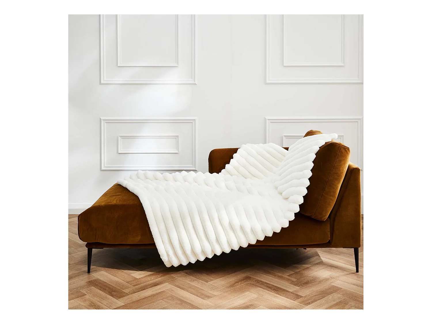 Plaid fourrure chaud naturel 125x150 Boudoir