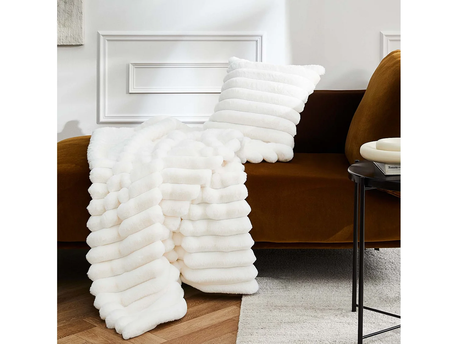 Plaid fourrure chaud naturel 125x150 Boudoir