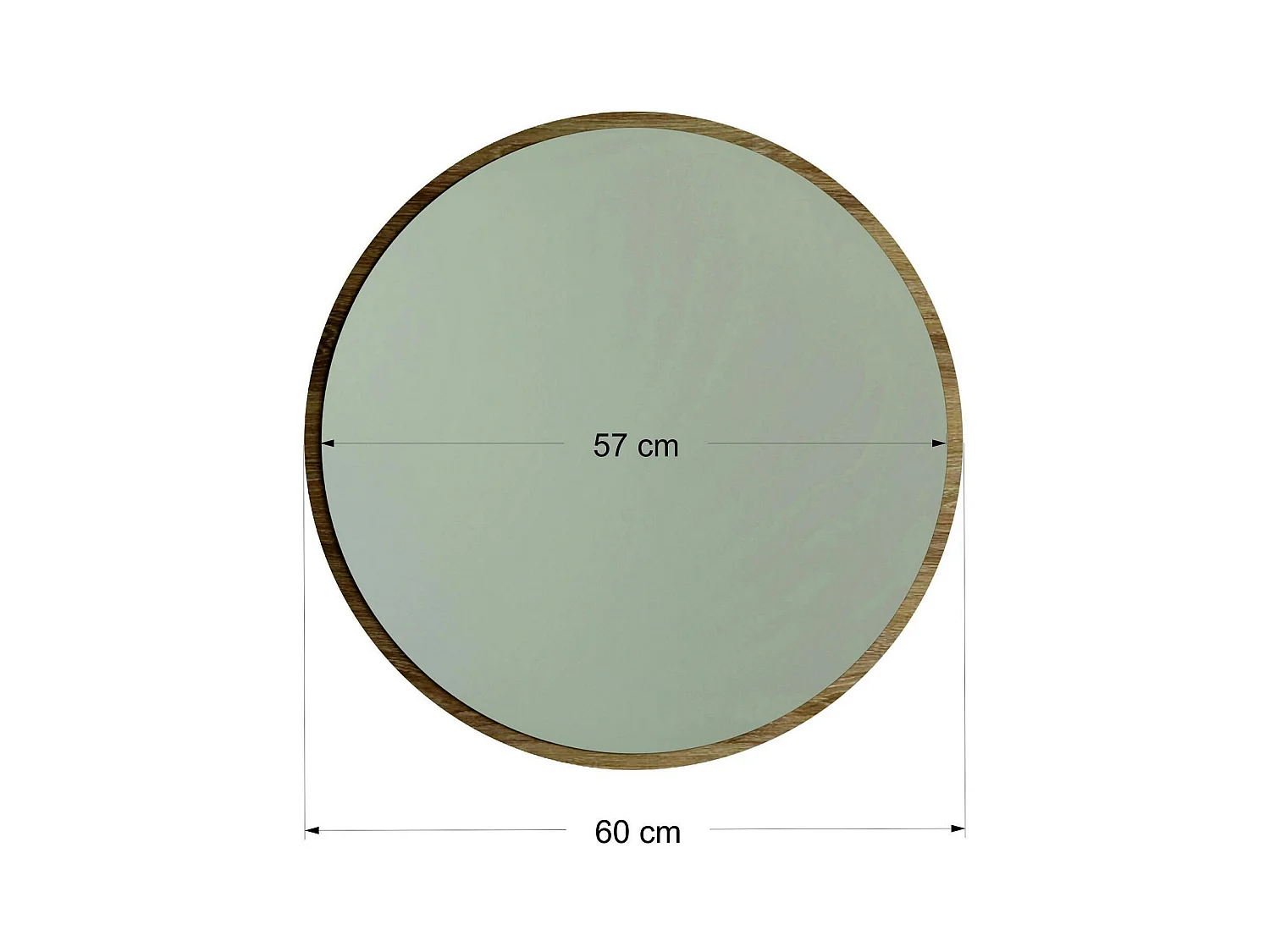 Miroir d'entrée rond effet noyer Ø60 cm - style moderne CODY