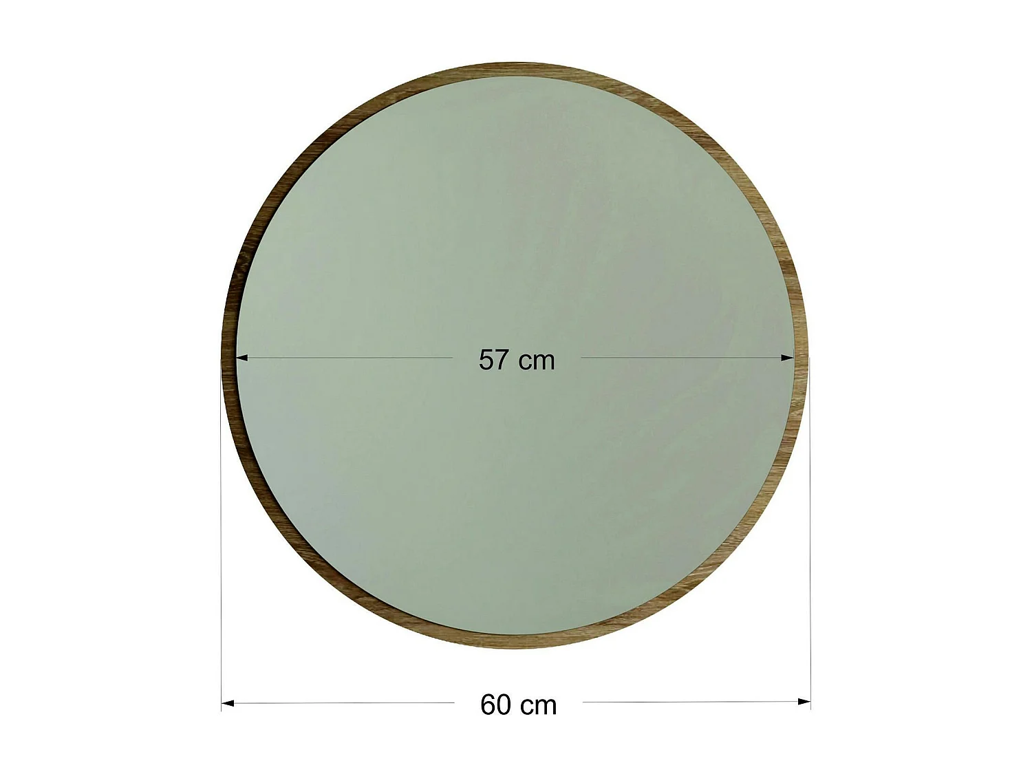 Miroir d'entrée rond effet noyer Ø60 cm - style moderne CODY