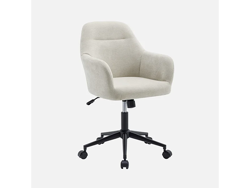 Sedia da ufficio con ruote regolabile in metallo e tessuto, beige