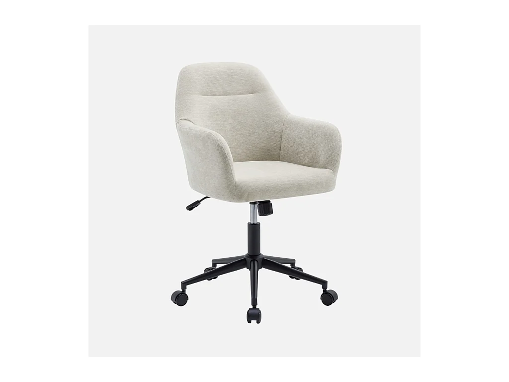 Sedia da ufficio con ruote regolabile in metallo e tessuto, beige