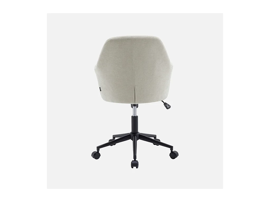 Sedia da ufficio con ruote regolabile in metallo e tessuto, beige