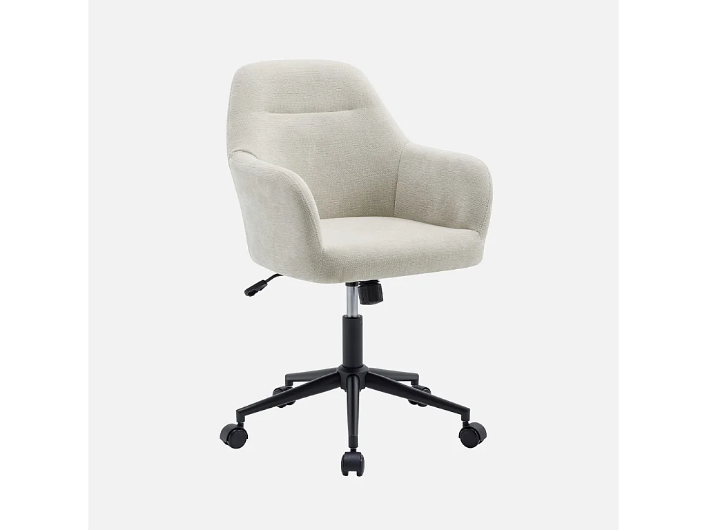 Sedia da ufficio con ruote regolabile in metallo e tessuto, beige