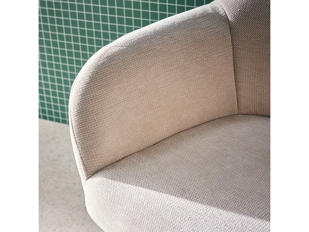 Sedia da ufficio con ruote regolabile in metallo e tessuto, beige