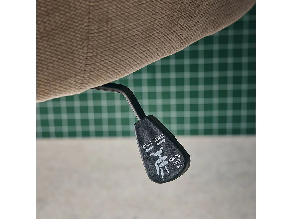 Chaise de bureau à roulettes ajustable métal et tissu beige - L 57 x P 57 x H 85/94.5cm - Stan