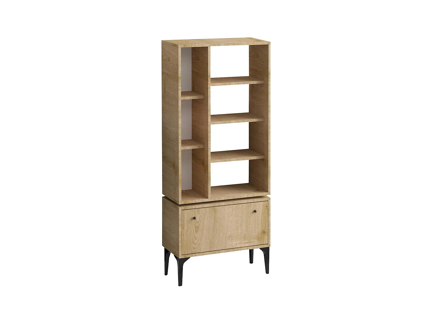 Bibliothèque salon effet bois clair multi-rangements JENA