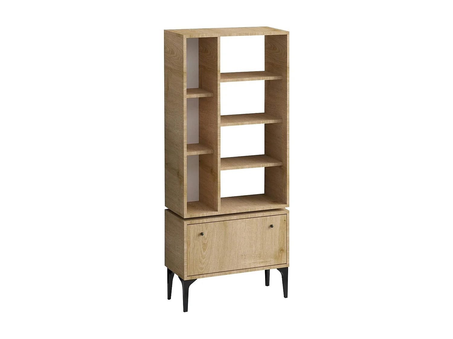 Bibliothèque salon effet bois clair multi-rangements JENA