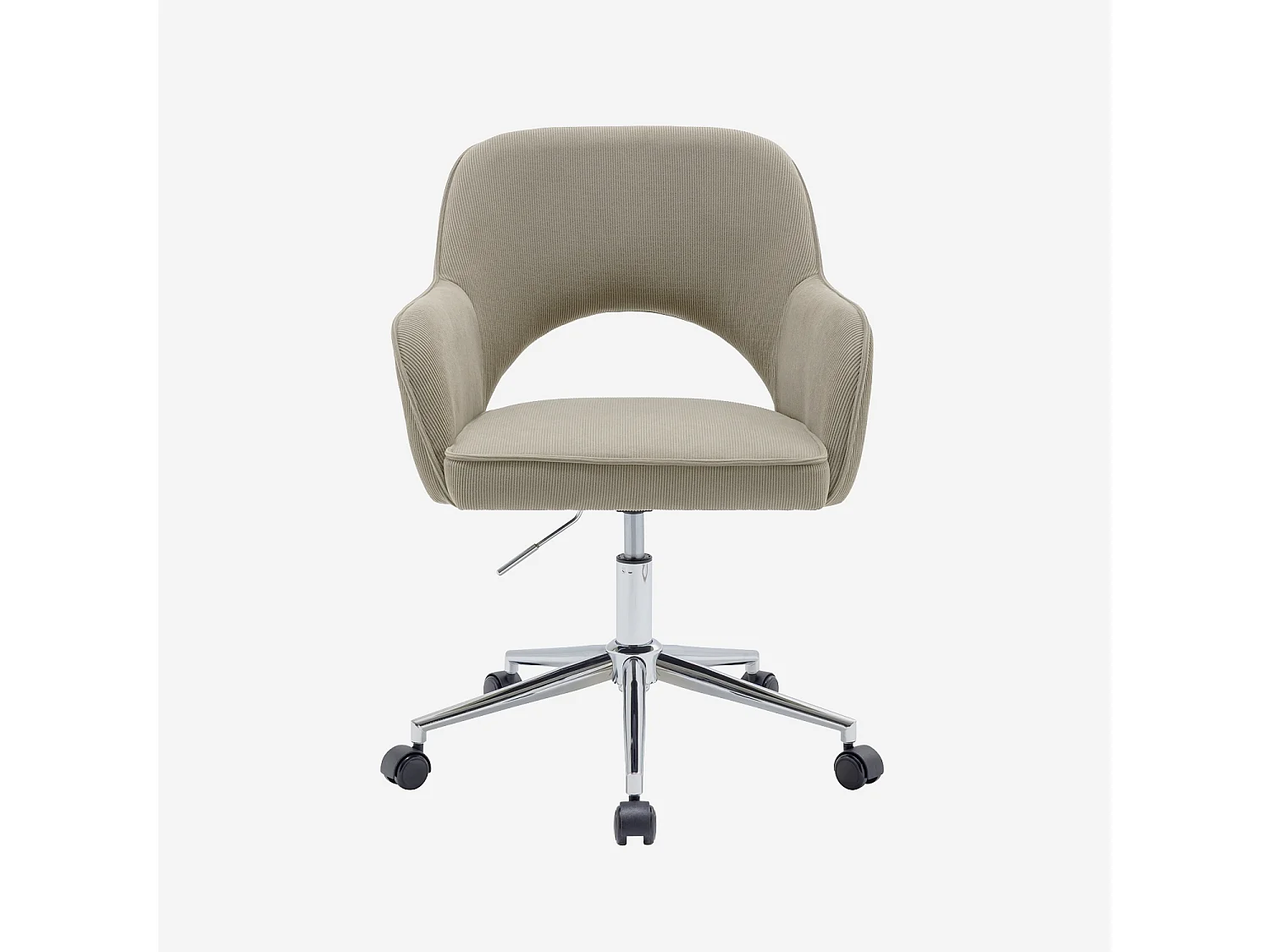Sedia da ufficio a rotelle velluto a coste base cromata, talpa