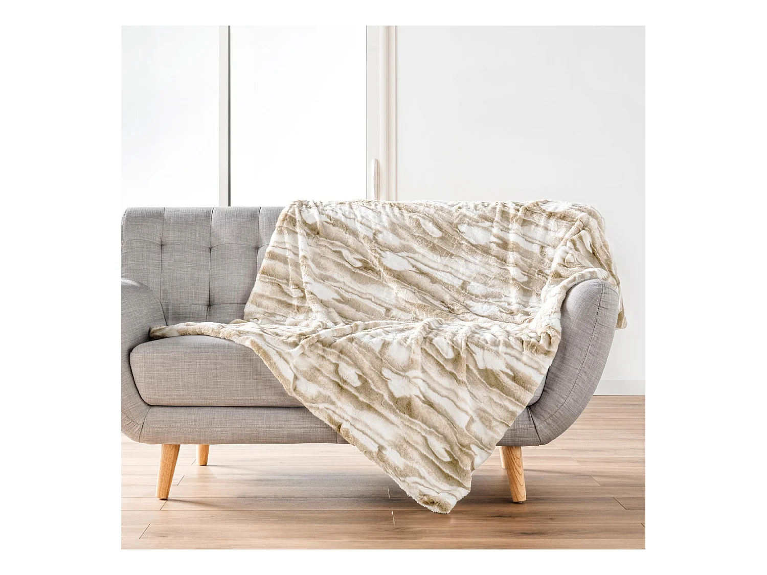 Plaid Imitation Fourrure "Cheyenne" 125x150cm Naturel