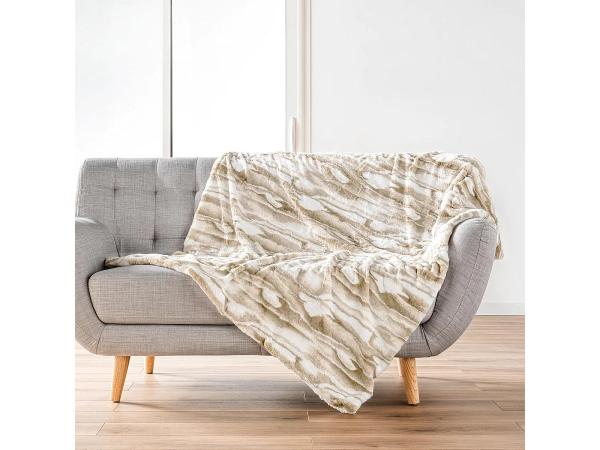 Plaid Imitation Fourrure "Cheyenne" 125x150cm Naturel