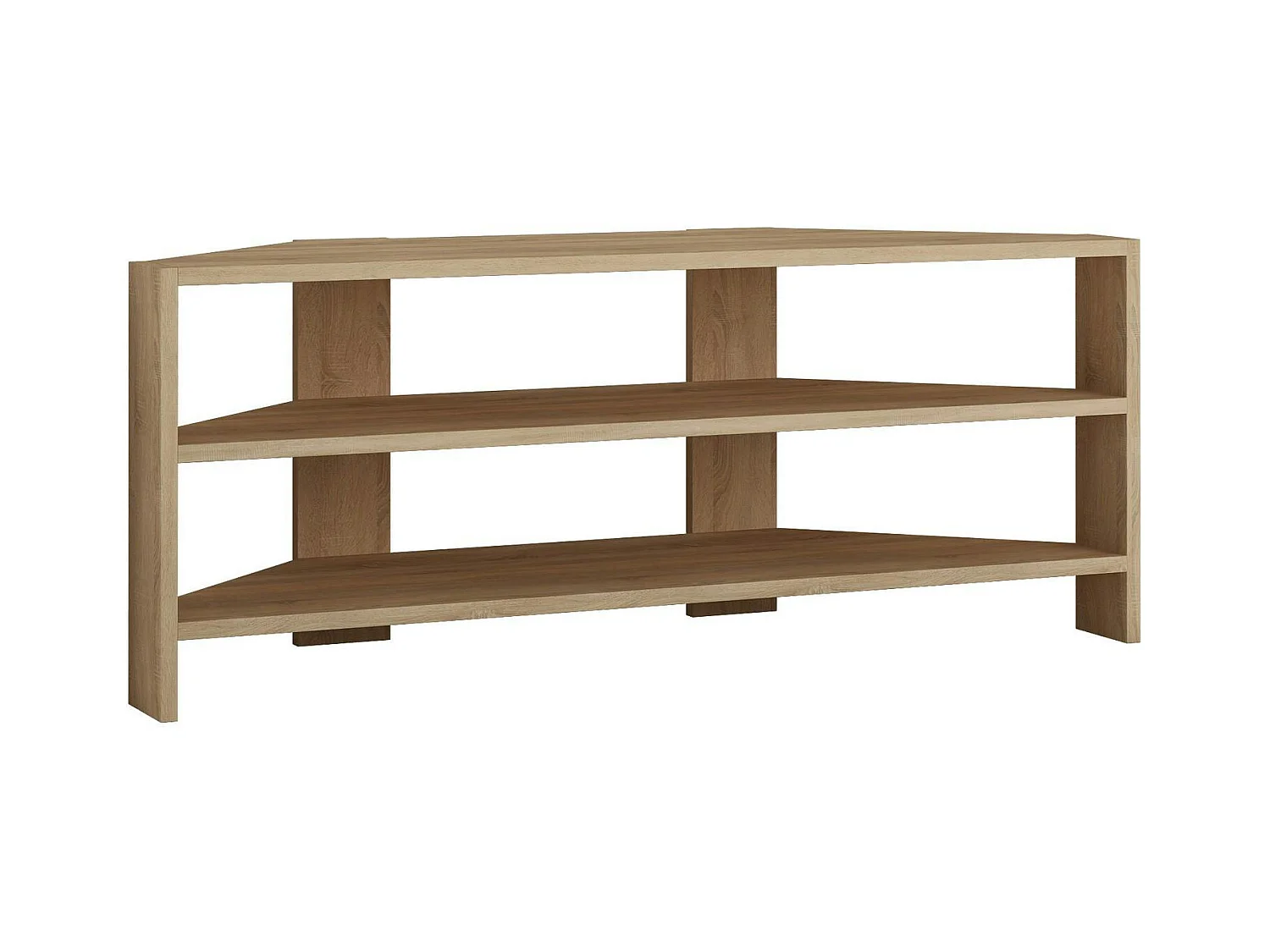 Meuble TV d'angle rangements ouverts - effet bois clair MARFA