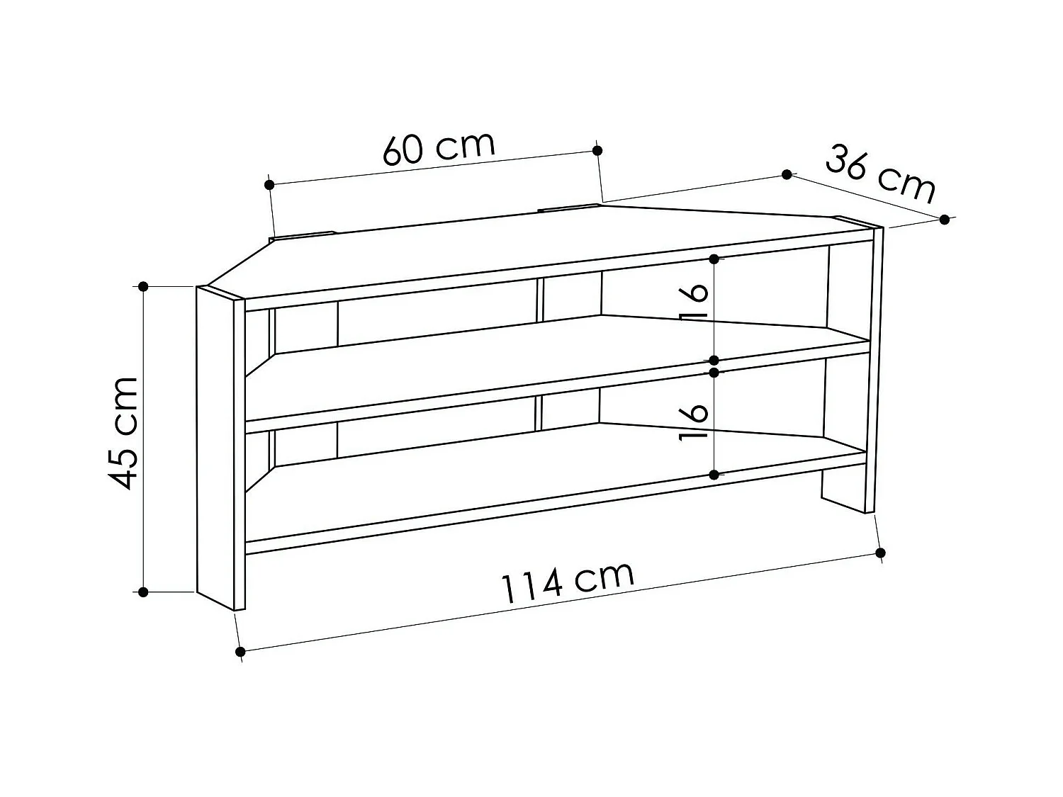Meuble TV d'angle rangements ouverts - effet bois clair MARFA