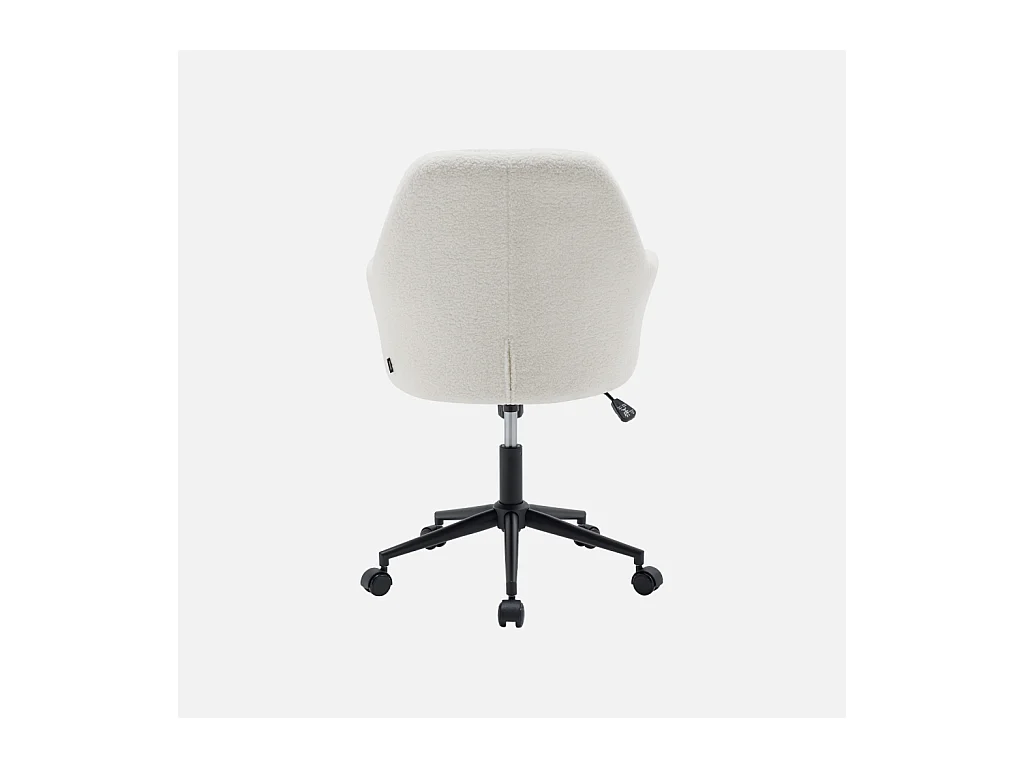 Silla de oficina con ruedas ajustable de metal y borreguito blanco