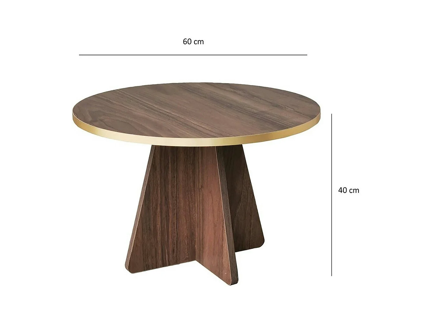 Table basse ronde effet noyer & pieds trapèze MARFA