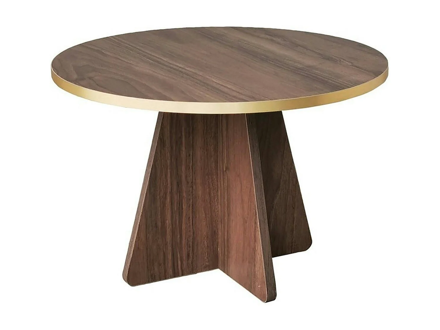 Table basse ronde effet noyer & pieds trapèze MARFA