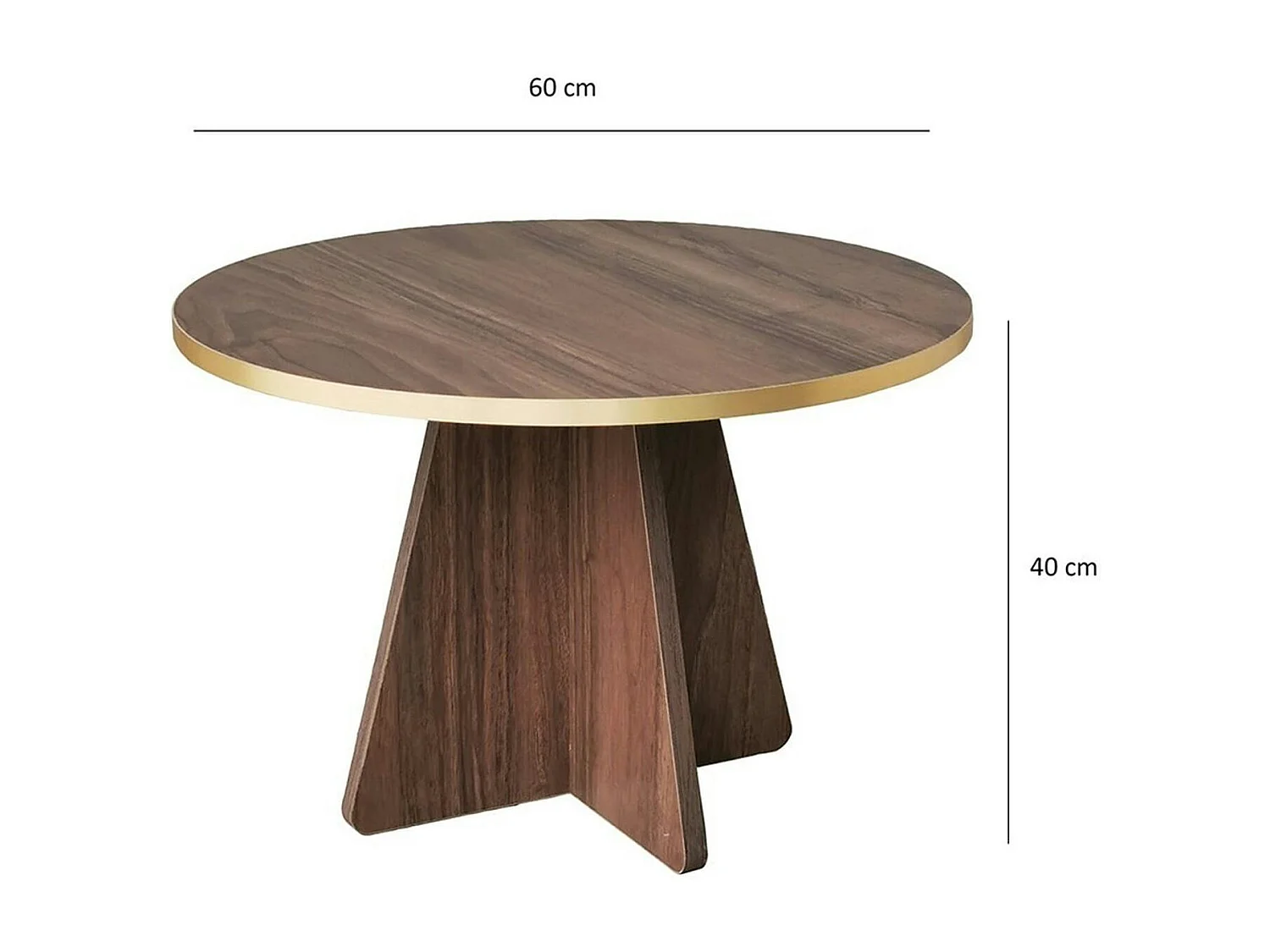 Table basse ronde effet noyer & pieds trapèze MARFA