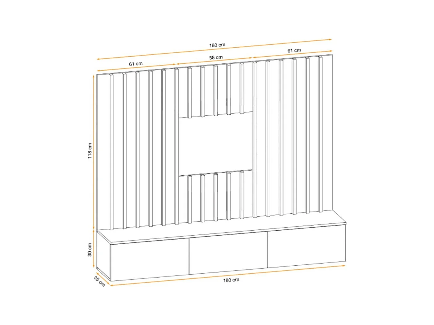 Composición mural TASHYA – Mueble para TV y panel mural – Roble Artesano y blanco arena