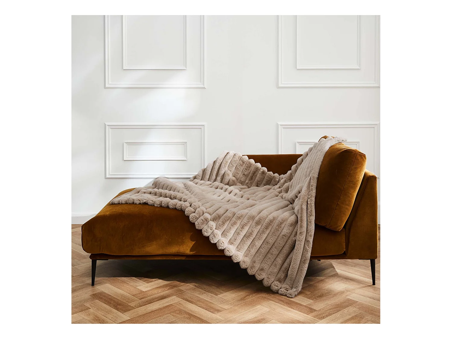 Plaid fourrure chaud sable 125x150 Boudoir