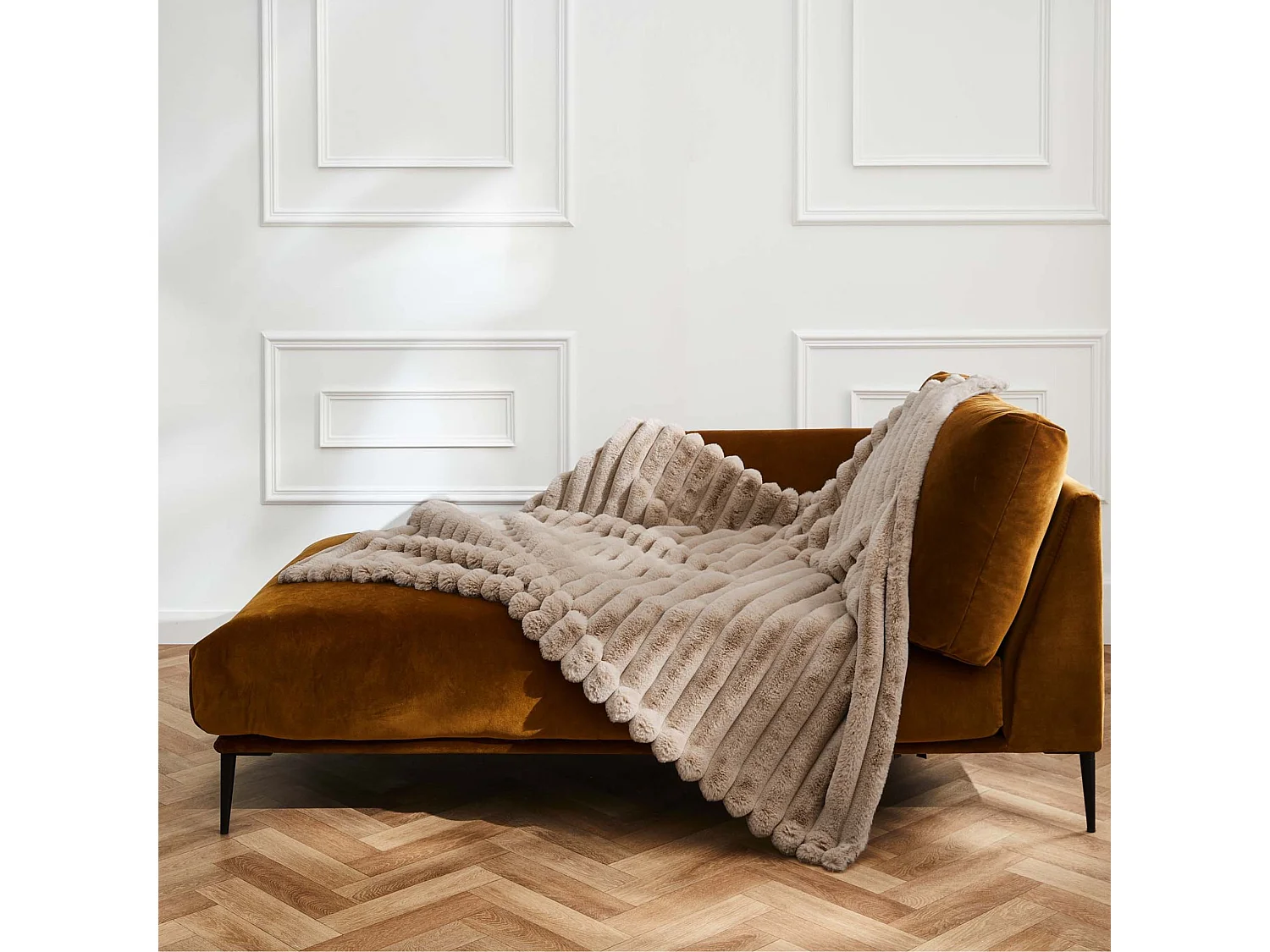 Plaid fourrure chaud sable 125x150 Boudoir