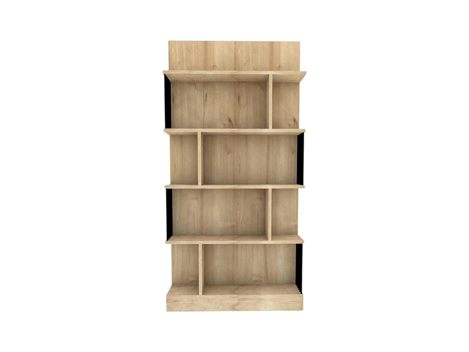 Bibliothèque design effet bois clair niches asymétriques UMEA