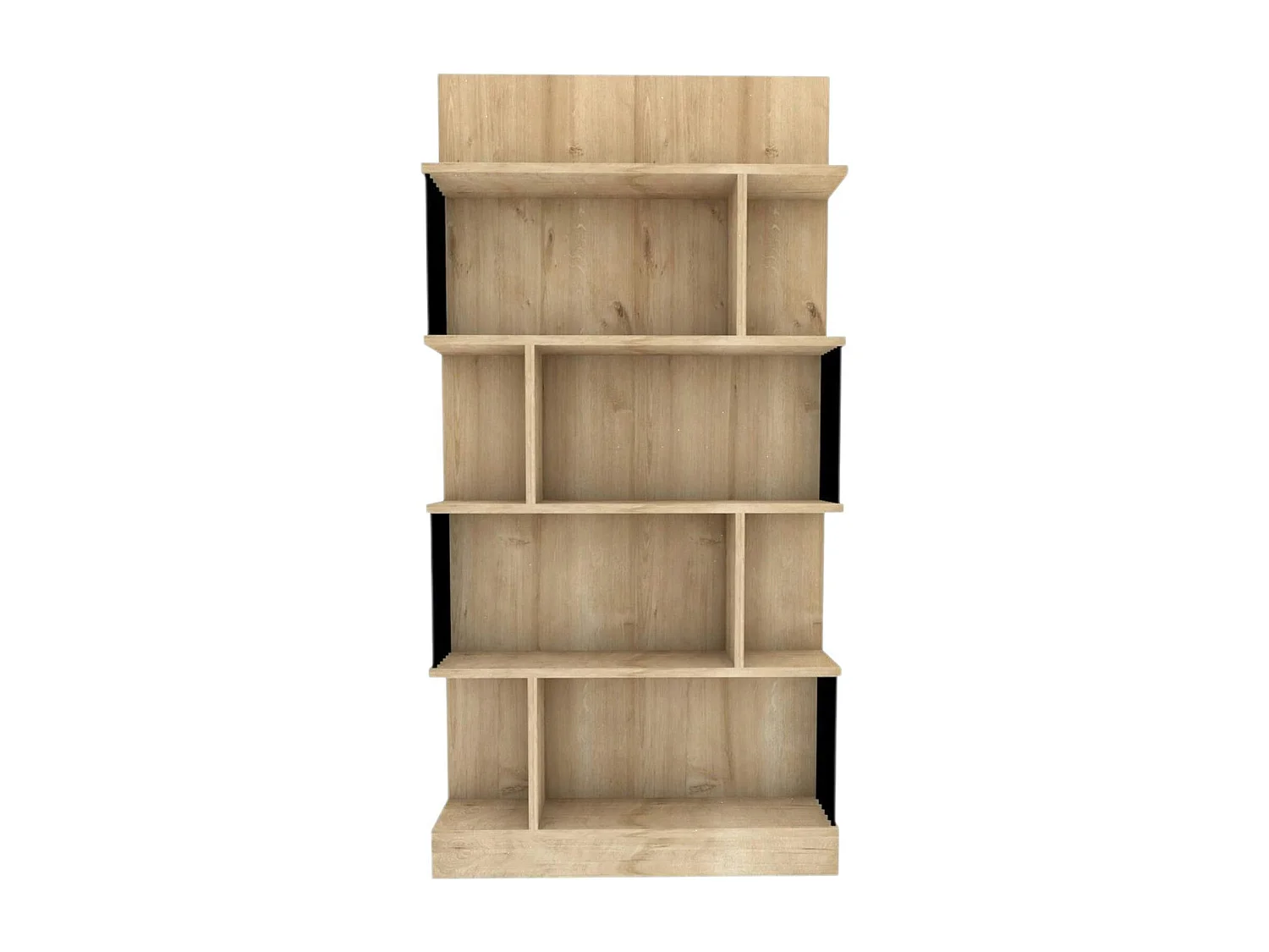 Bibliothèque design effet bois clair niches asymétriques UMEA