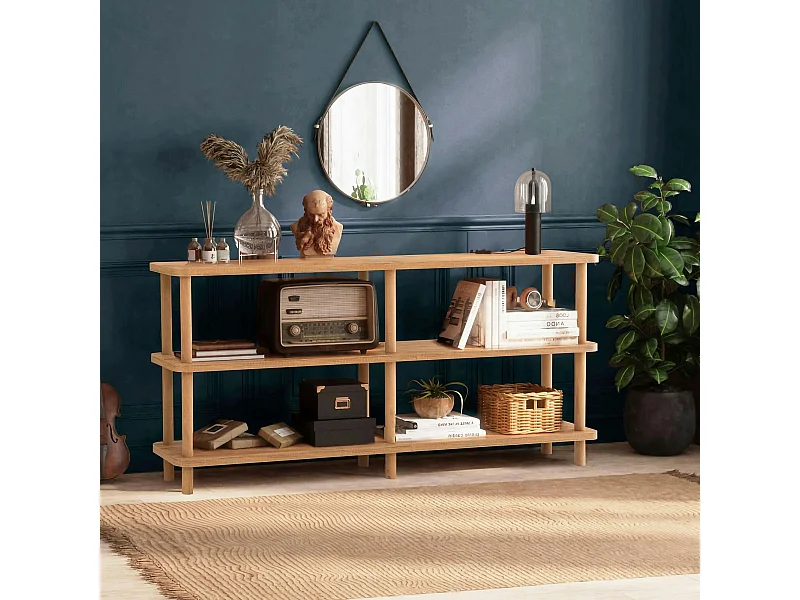 Étagère console effet bois clair 150 cm - 3 niveaux MARFA