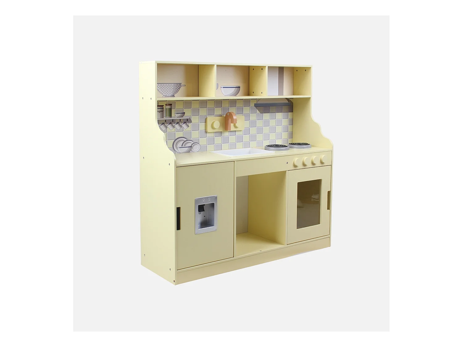 Cuisine en bois pour enfant jaune 2 portes - L 90 x P 30 x H 90 cm - Sunny