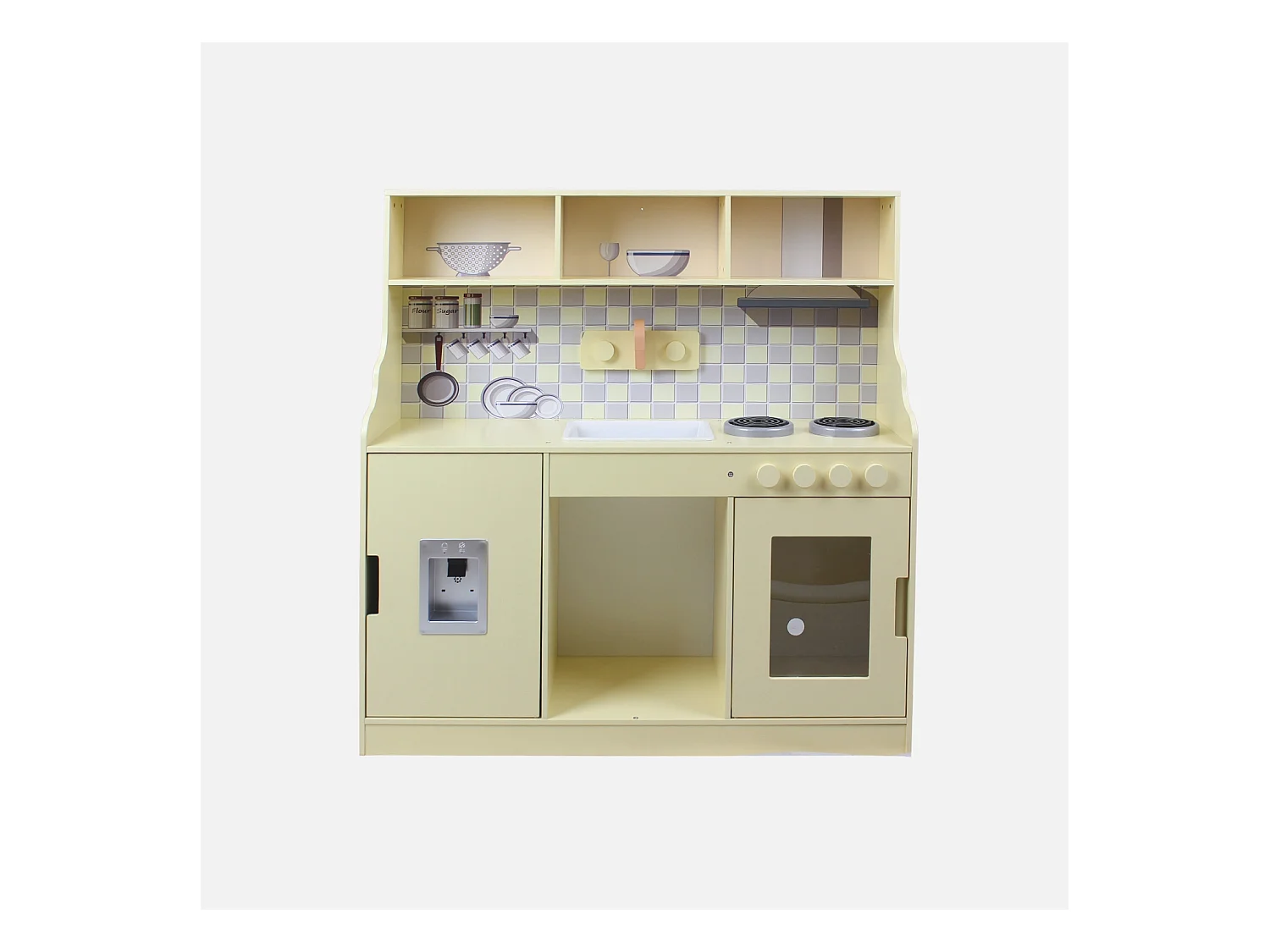 Cuisine en bois pour enfant jaune 2 portes - L 90 x P 30 x H 90 cm - Sunny