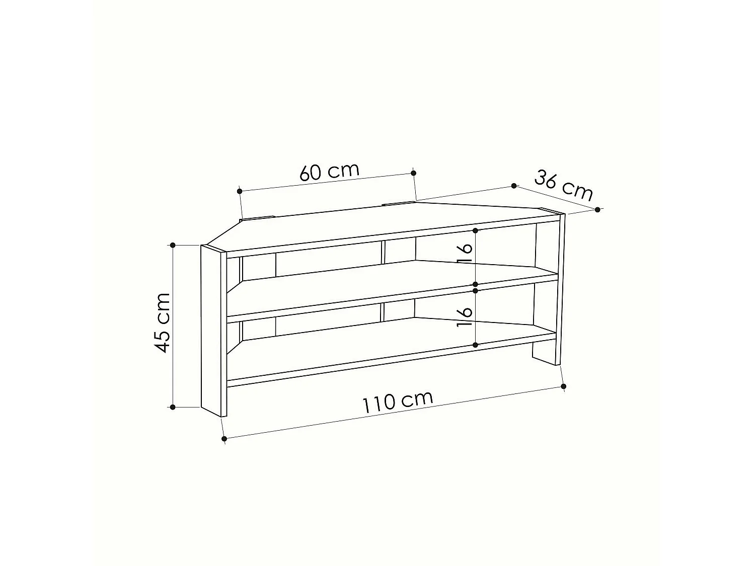 Meuble TV d'angle blanc - rangements ouverts MARFA
