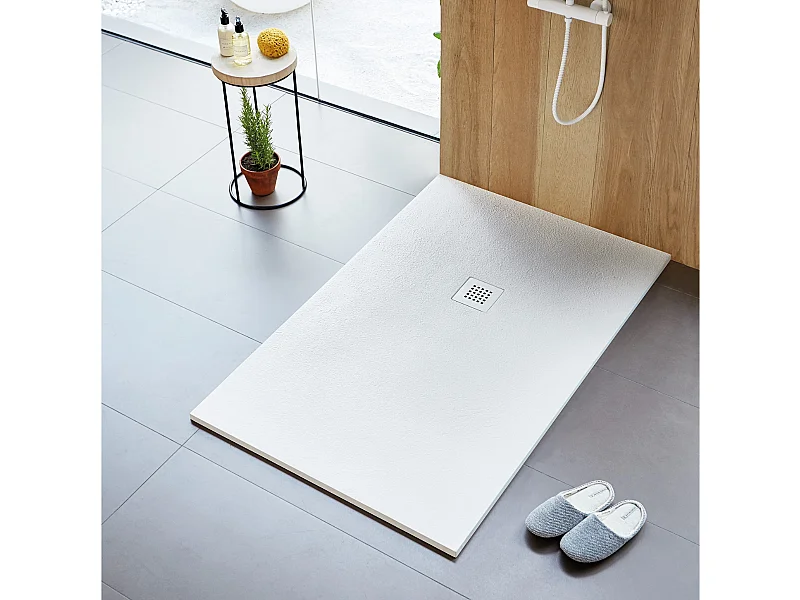 Receveur de douche 90 x 200 cm extra plat STRATO surface ardoisée rectangulaire blanc
