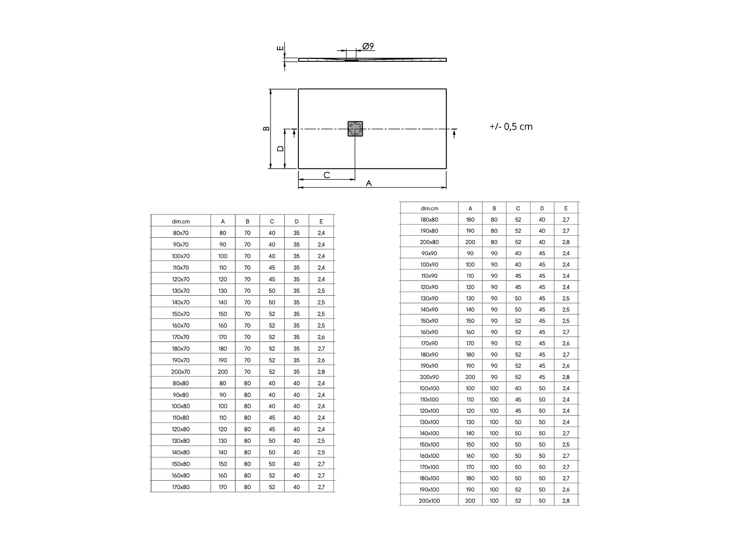 Receveur de douche 90 x 200 cm extra plat STRATO surface ardoisée rectangulaire blanc